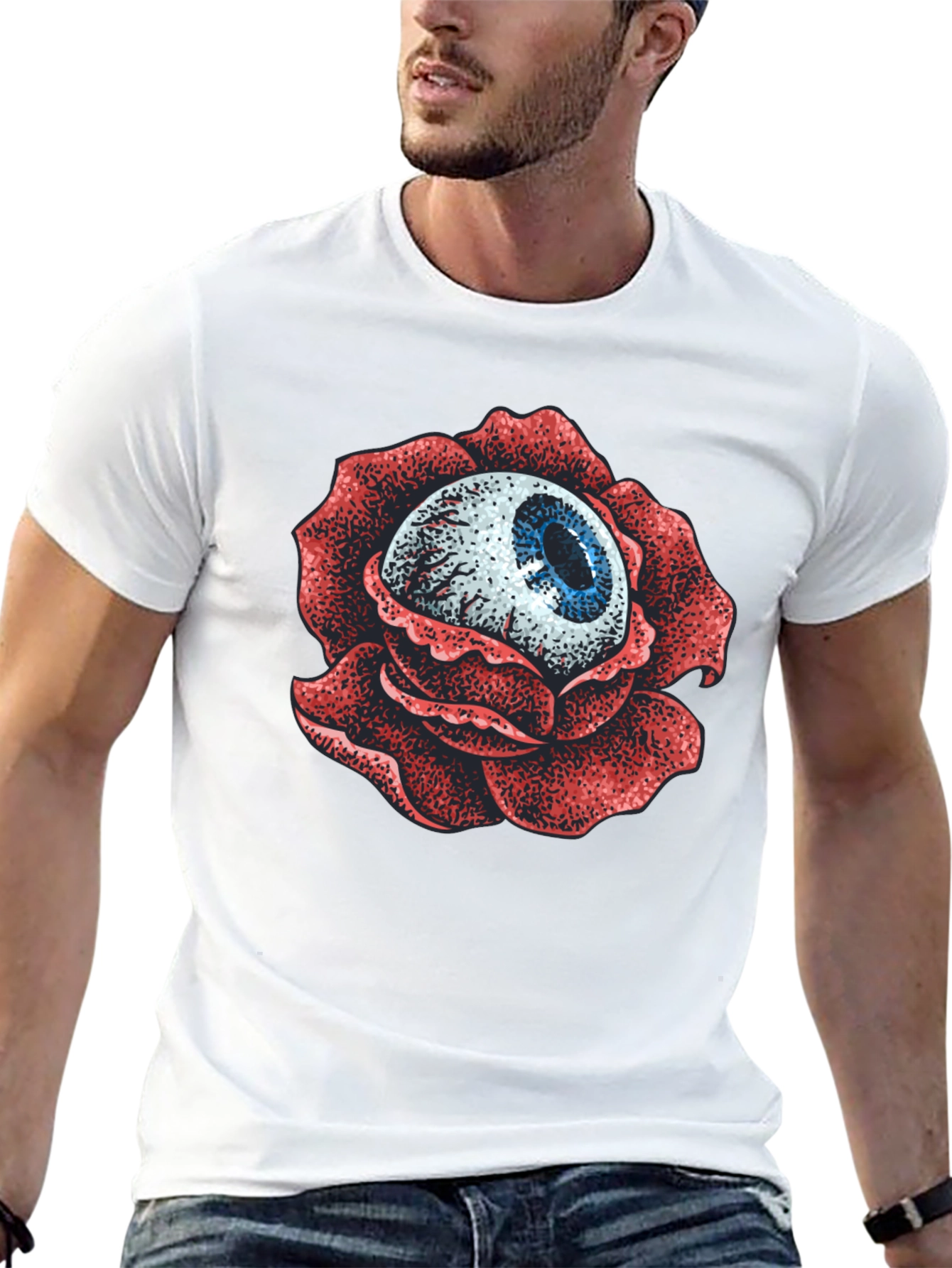 Eye Rose Graphic Print T-Shirt