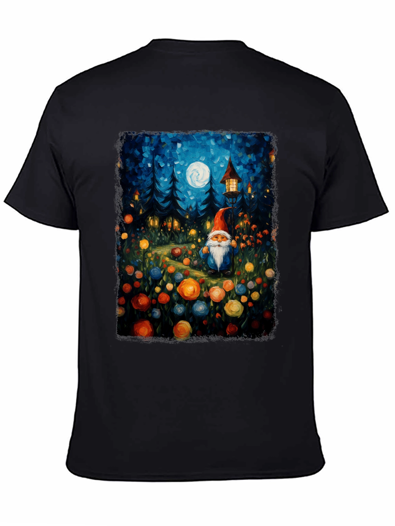 Whimsical Gnome T-Shirt - Forest Moonlit Design