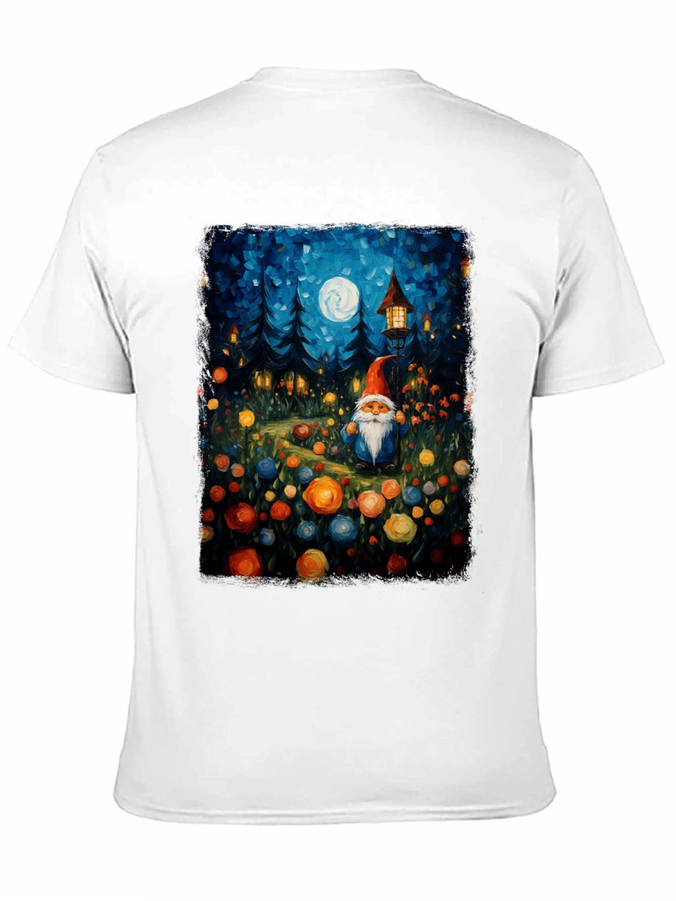 Whimsical Gnome T-Shirt - Forest Moonlit Design