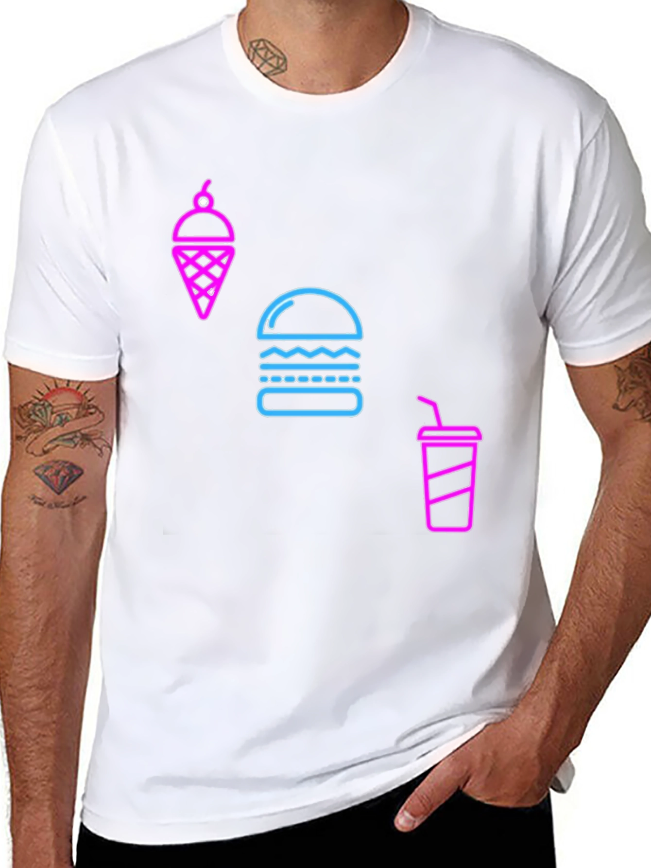 Neon Food Graphic Black T-Shirt