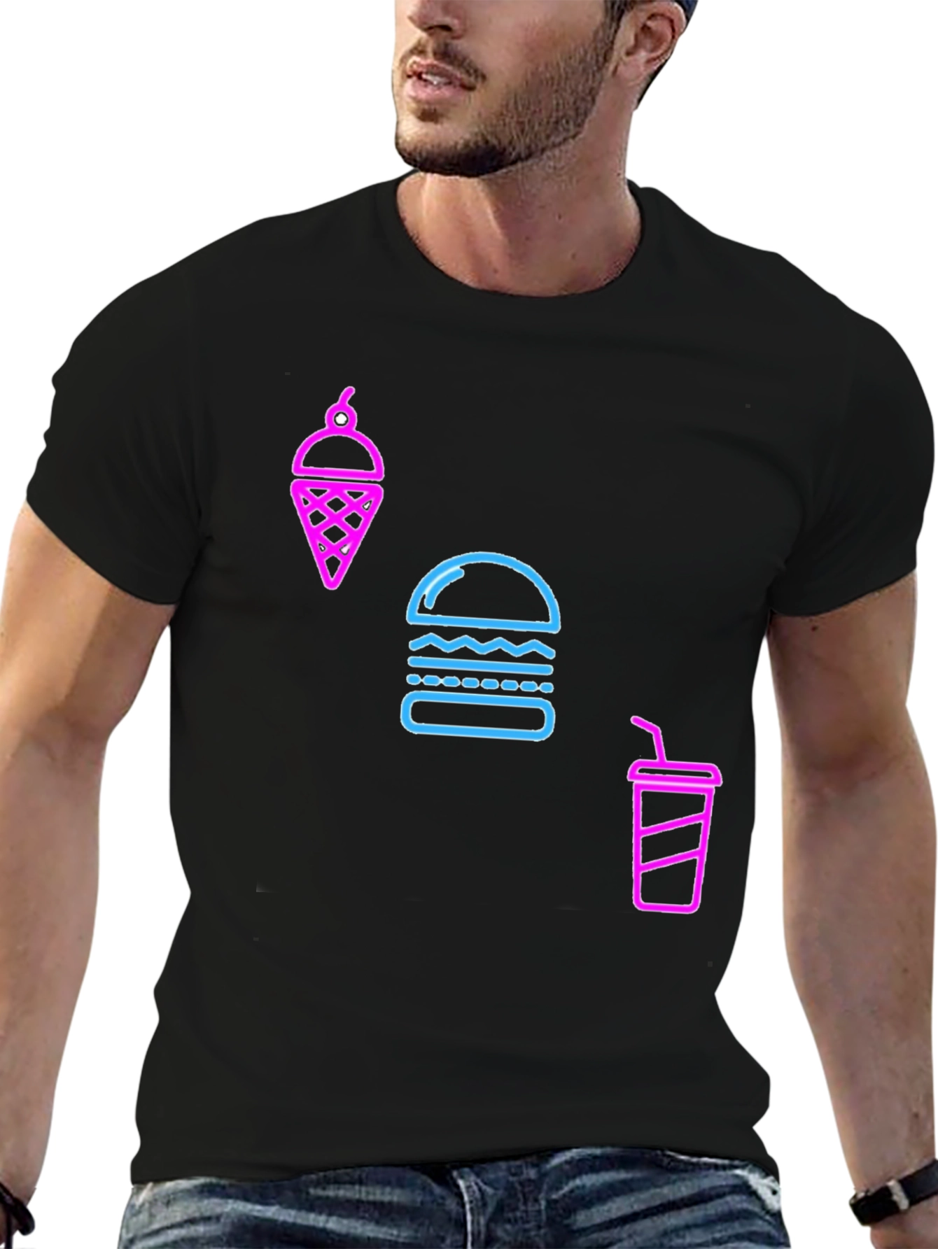 Neon Food Graphic Black T-Shirt