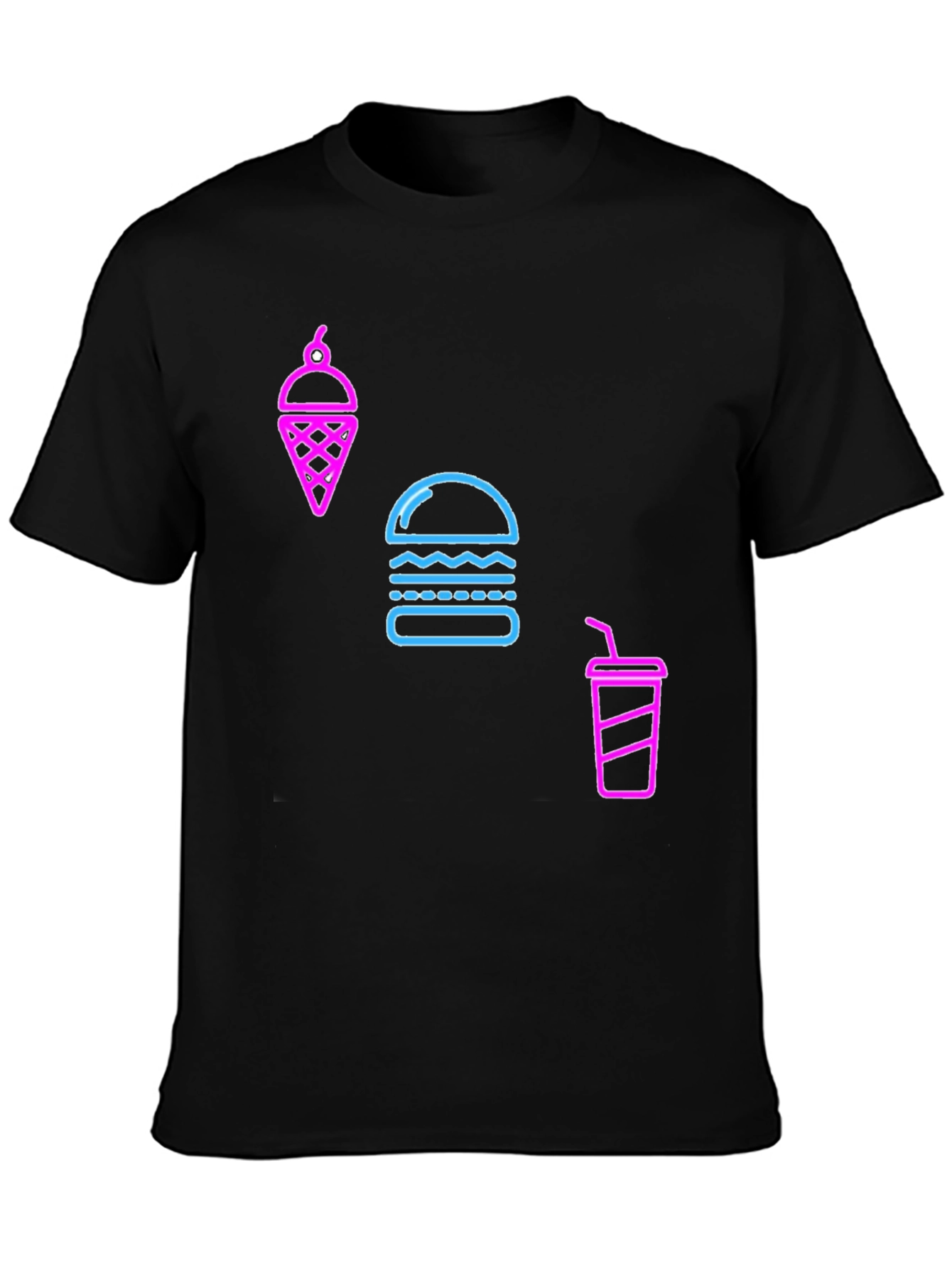 Neon Food Graphic Black T-Shirt