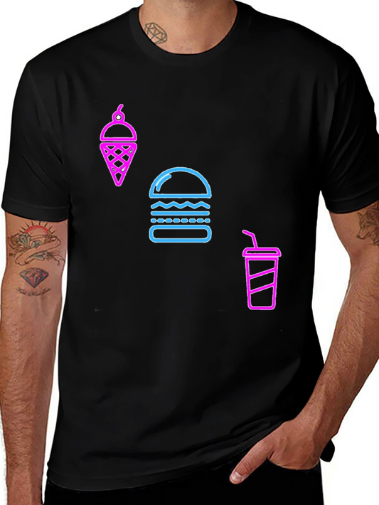 Neon Food Graphic Black T-Shirt