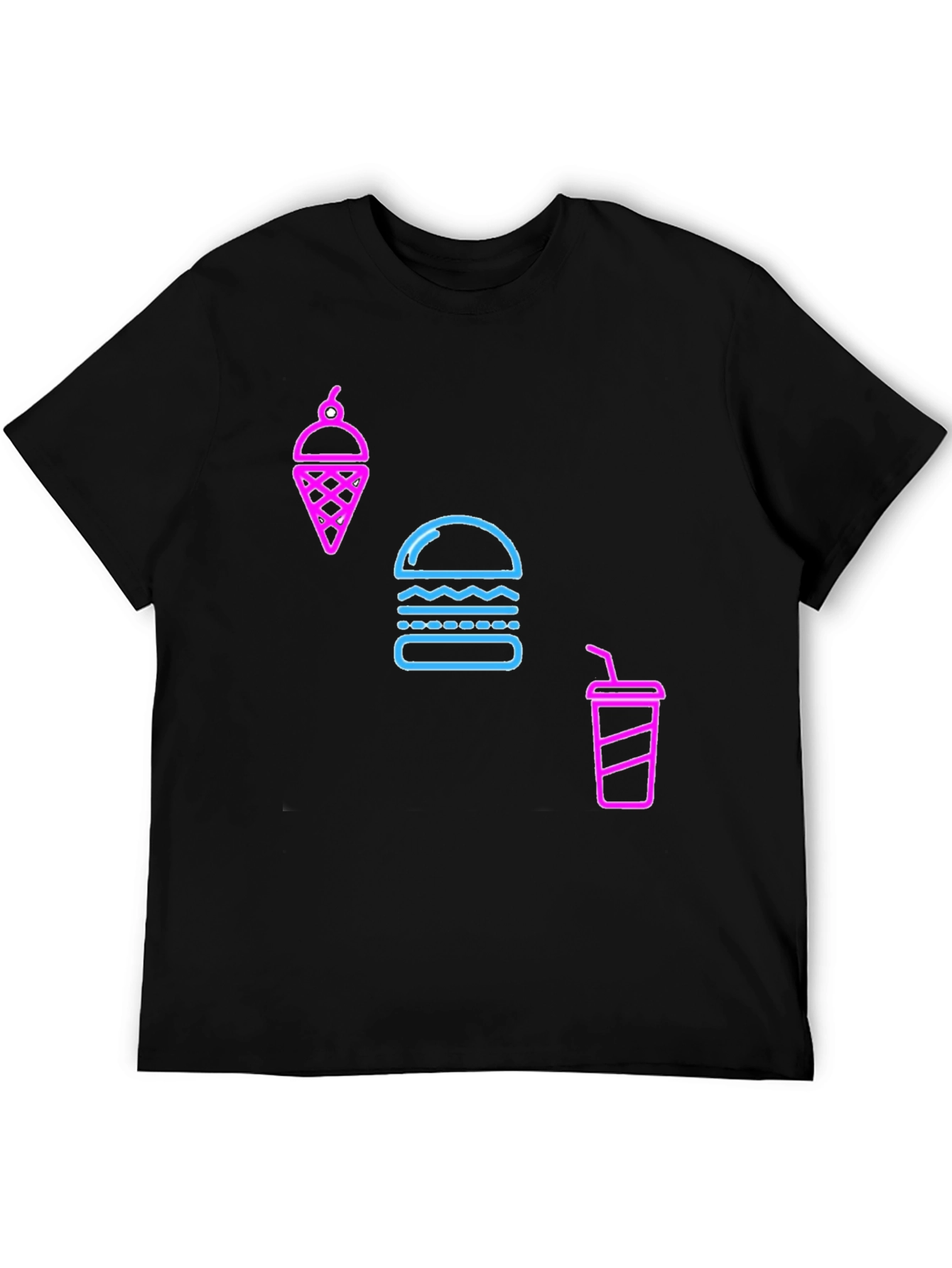 Neon Food Graphic Black T-Shirt