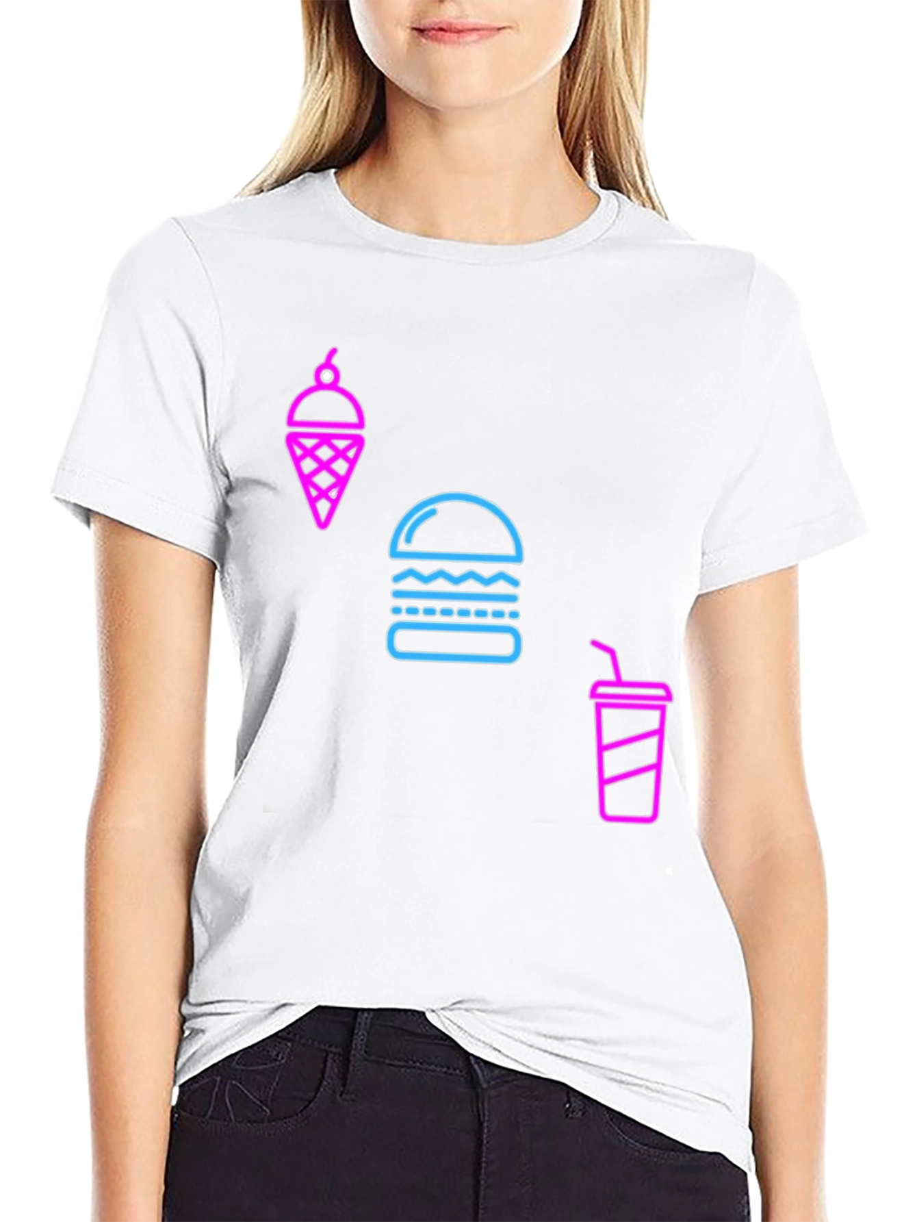 Neon Food Graphic Black T-Shirt