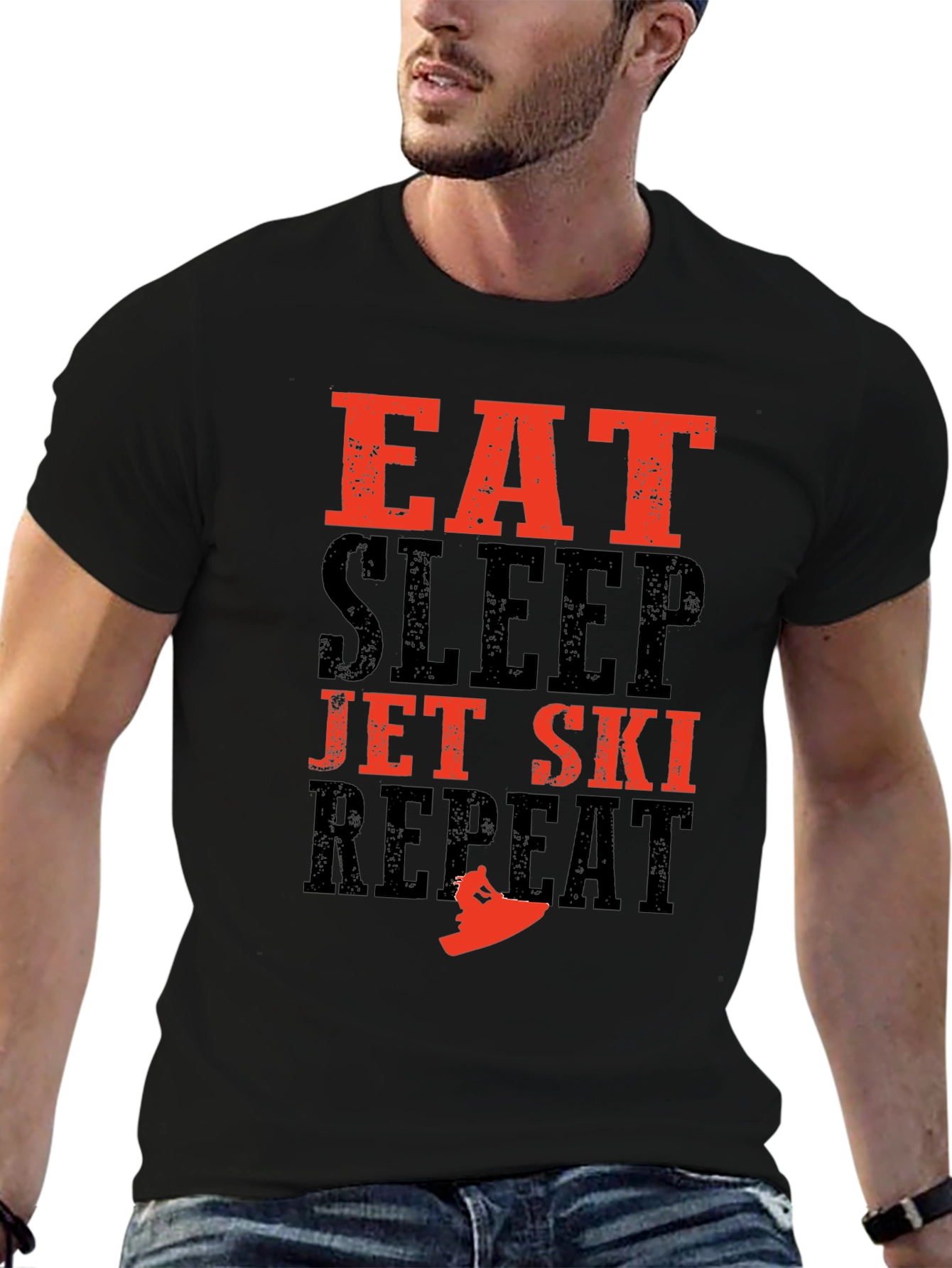 Eat Sleep Jet Ski Repeat Black T-Shirt