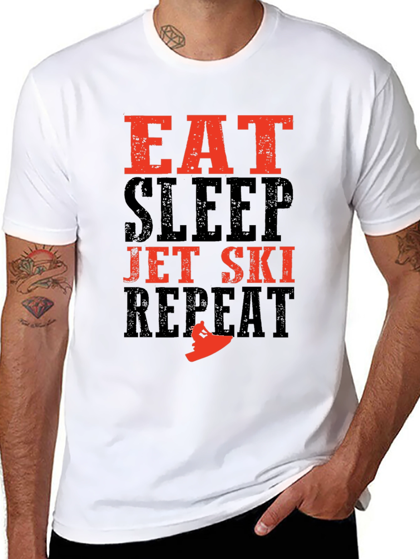 Eat Sleep Jet Ski Repeat Black T-Shirt