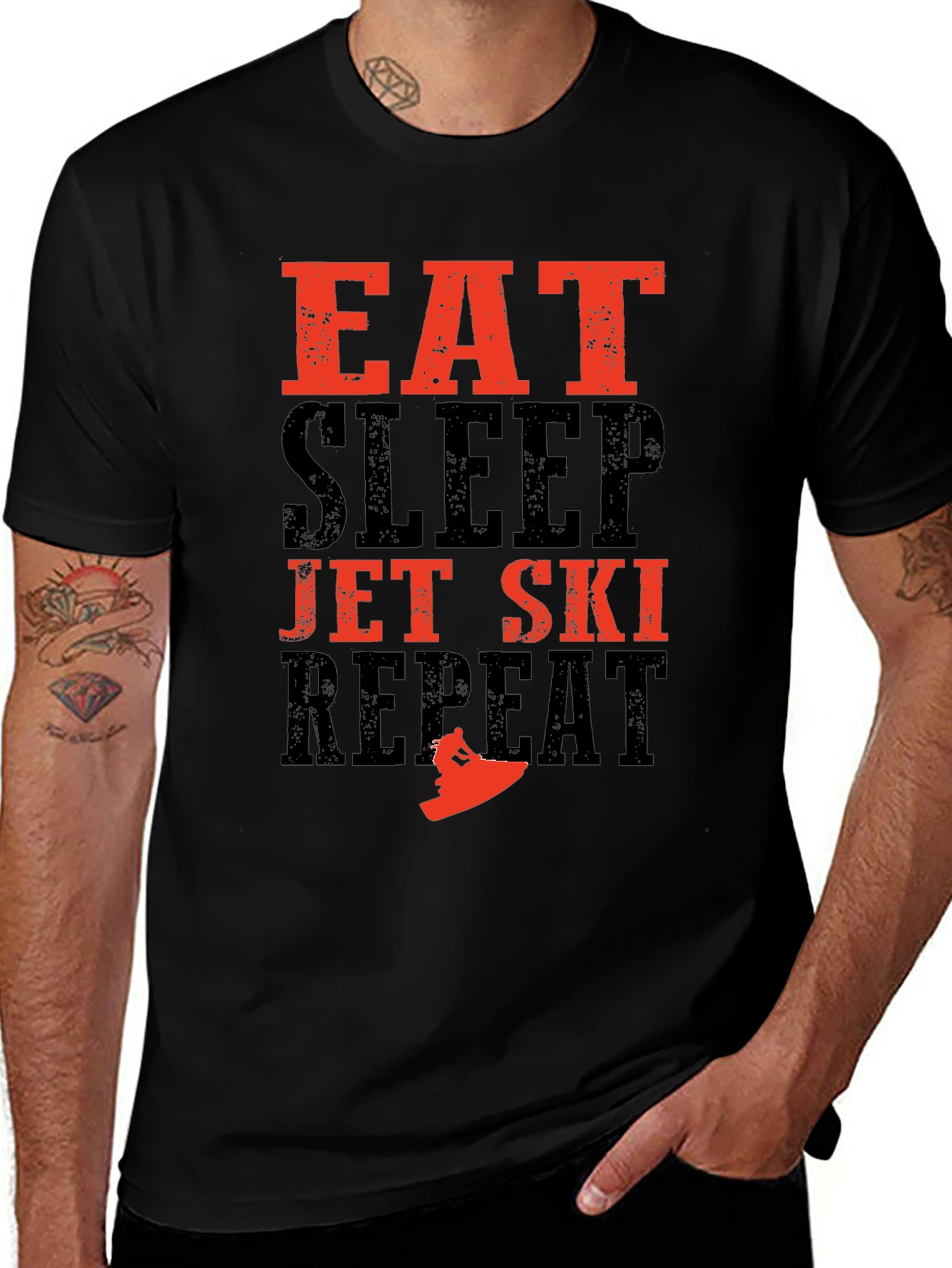 Eat Sleep Jet Ski Repeat Black T-Shirt