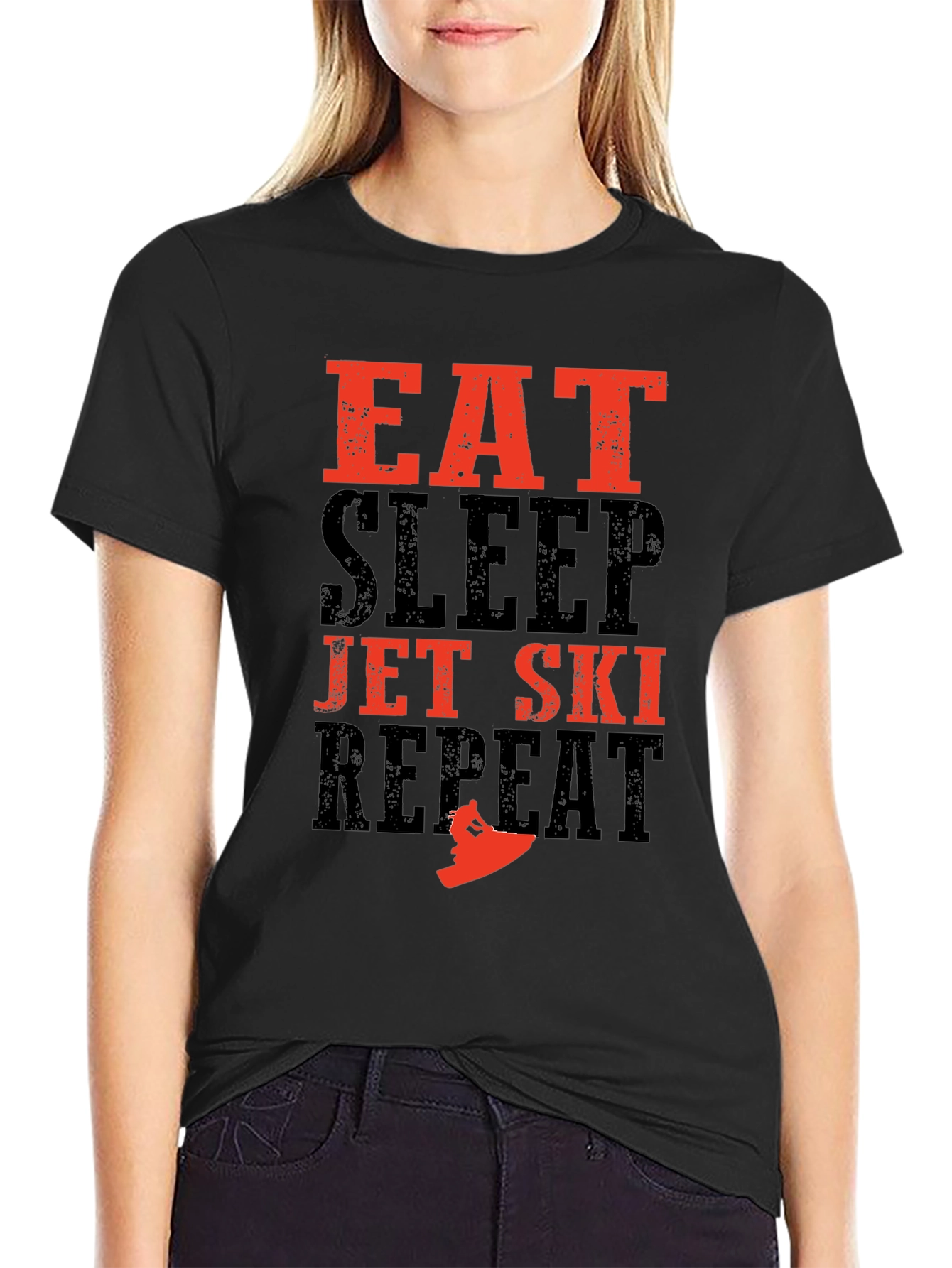 Eat Sleep Jet Ski Repeat Black T-Shirt