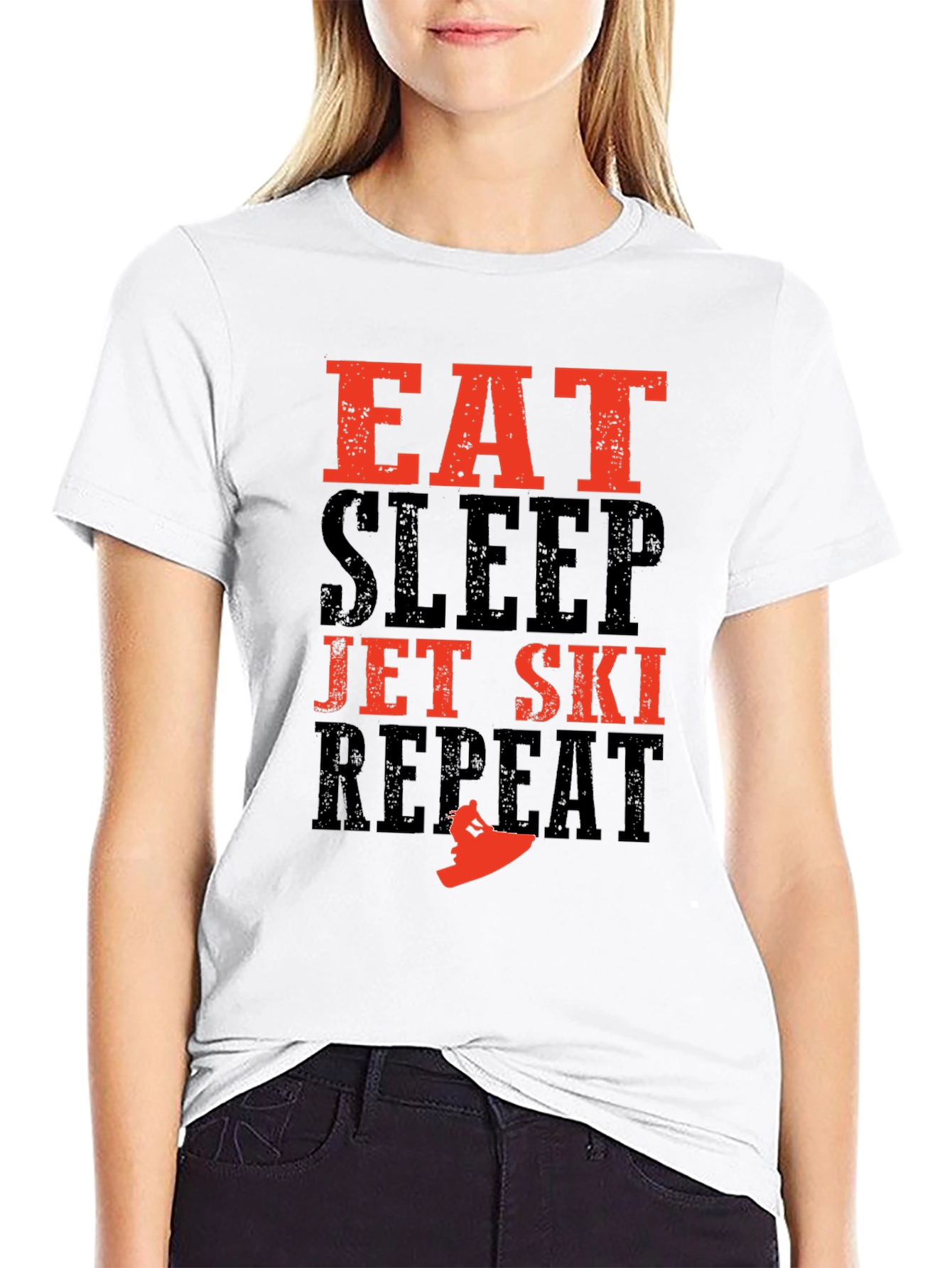 Eat Sleep Jet Ski Repeat Black T-Shirt