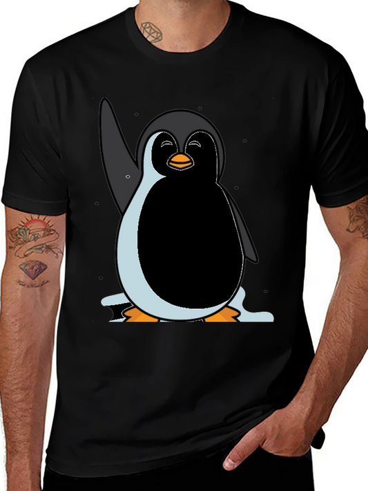 Penguin Graphic Tee - Mens Black Cotton Shirt