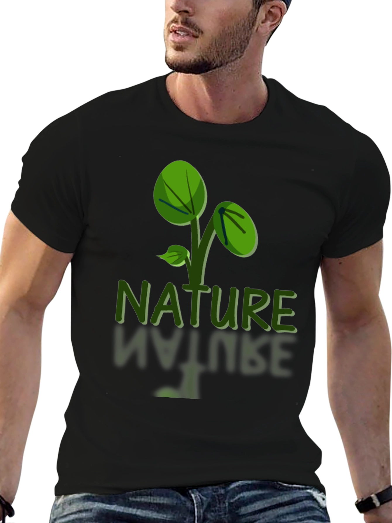 Nature Graphic Tee - Black Soft Fabric  Eco-Friendly