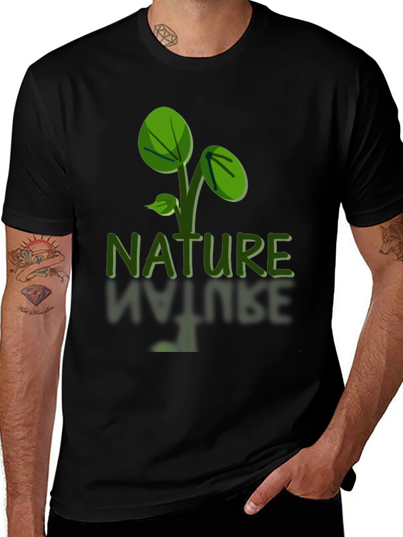Nature Graphic Tee - Black Soft Fabric  Eco-Friendly