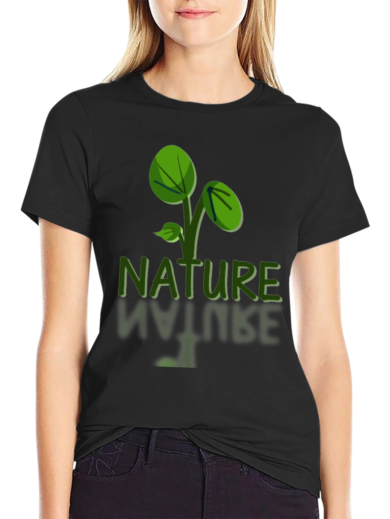 Nature Graphic Tee - Black Soft Fabric  Eco-Friendly