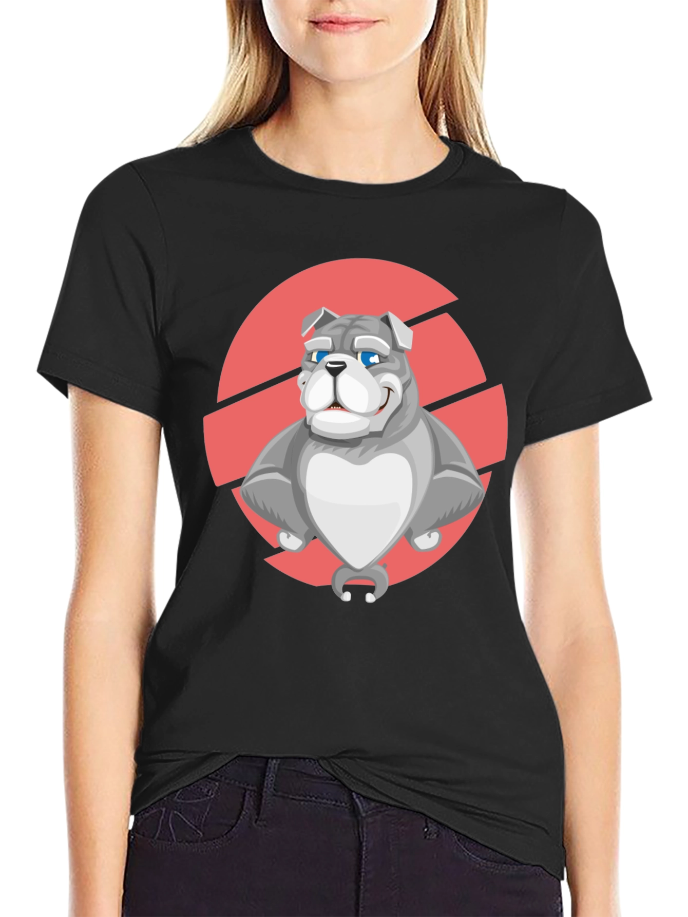 Bulldog Graphic Tee - Black Cotton T-Shirt