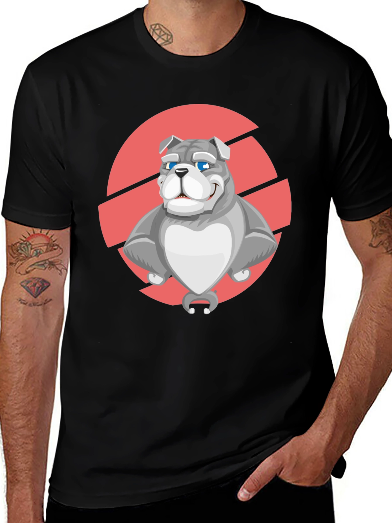 Bulldog Graphic Tee - Black Cotton T-Shirt