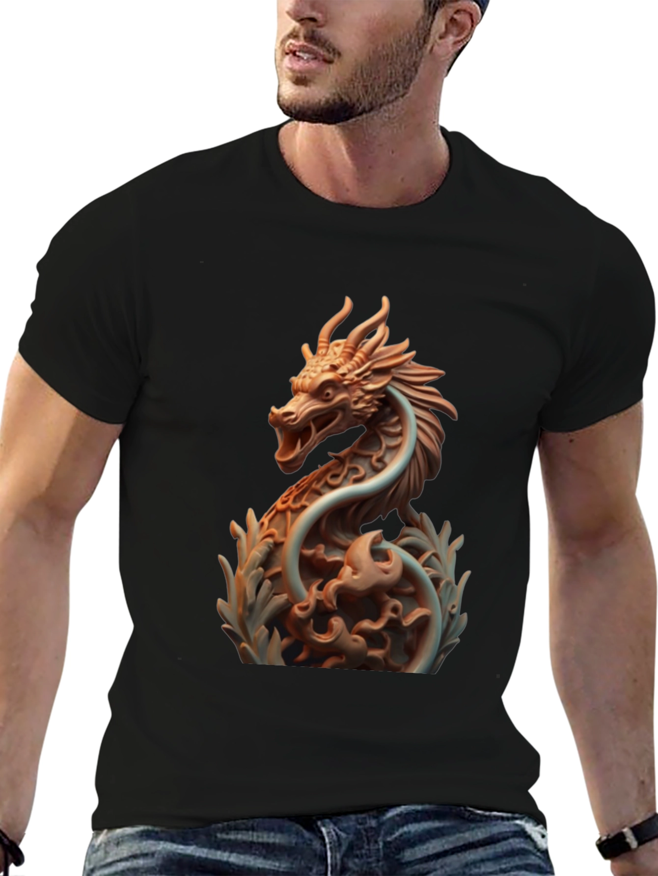 Dragon Print Black T-Shirt