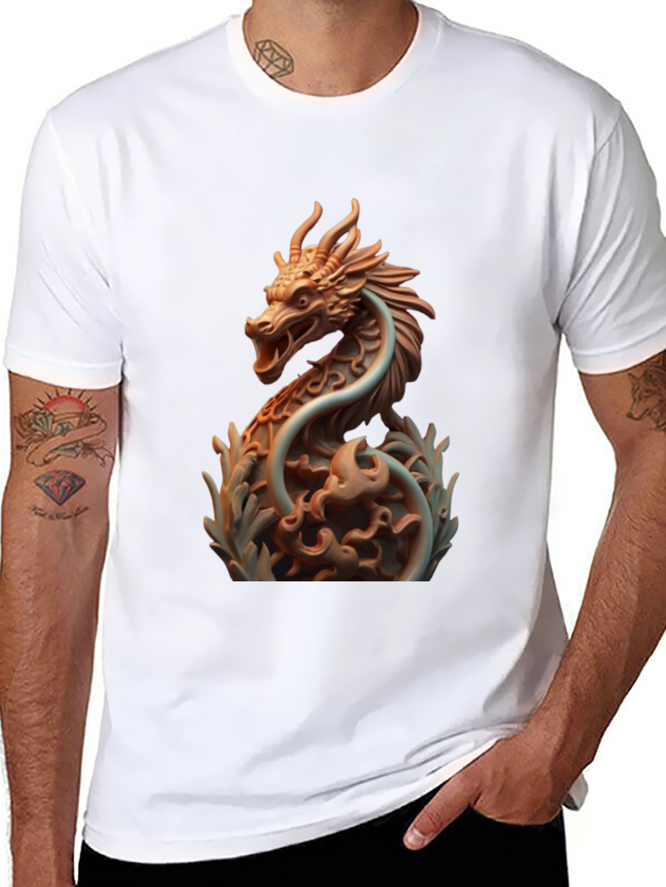 Dragon Print Black T-Shirt