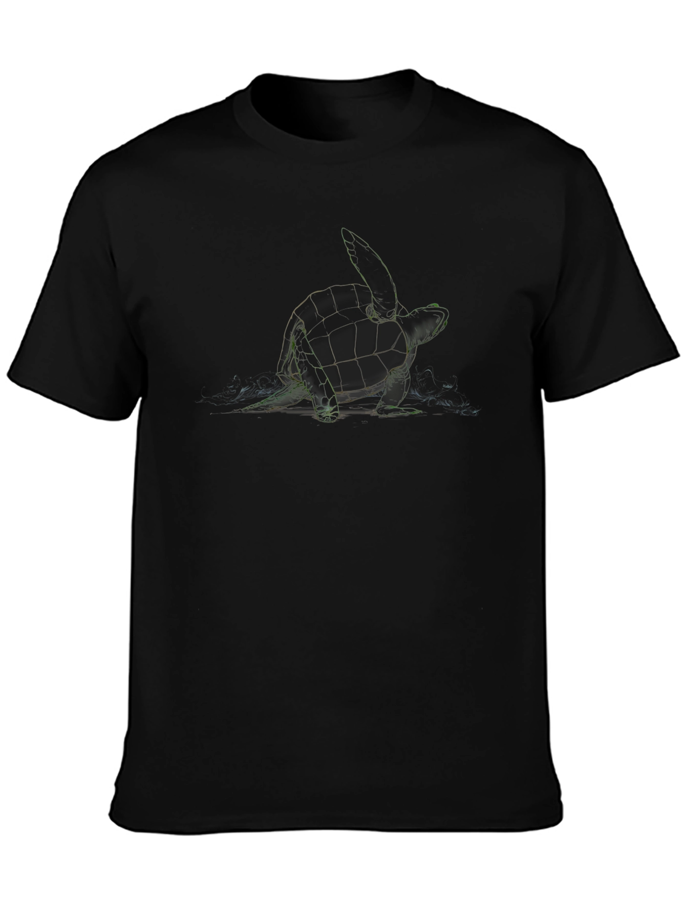 Geometric Turtle Graphic Tee - Black