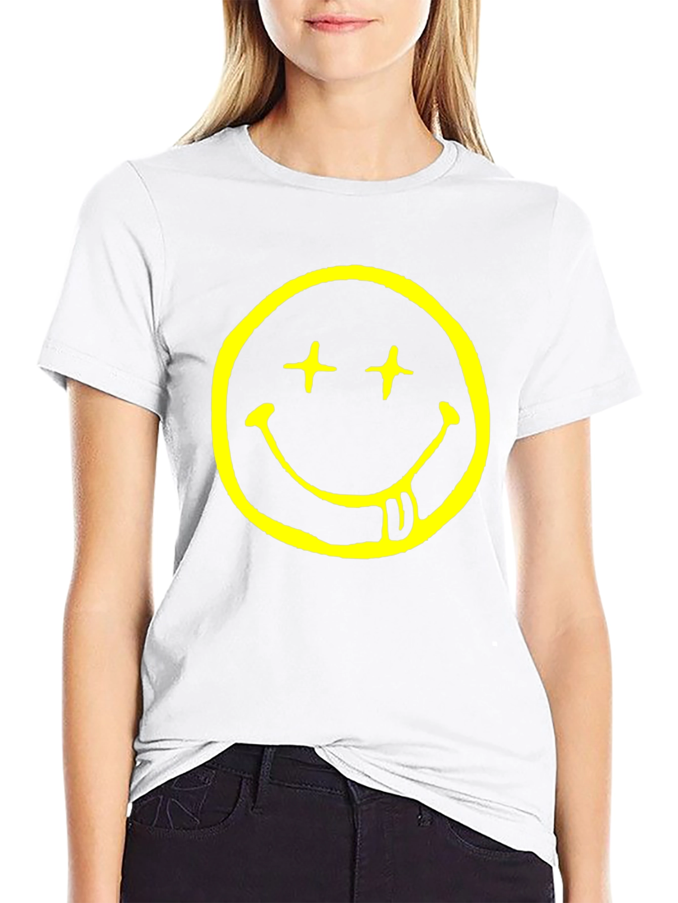 Smiley Face Graphic T-Shirt - Black