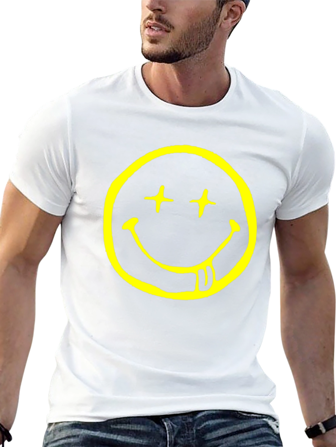 Smiley Face Graphic T-Shirt - Black