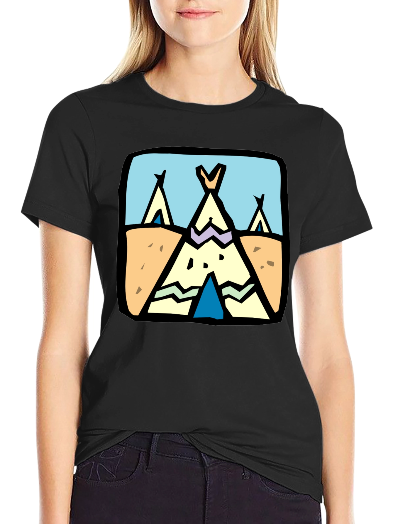 Novelty Tipi Graphic Tee - Black