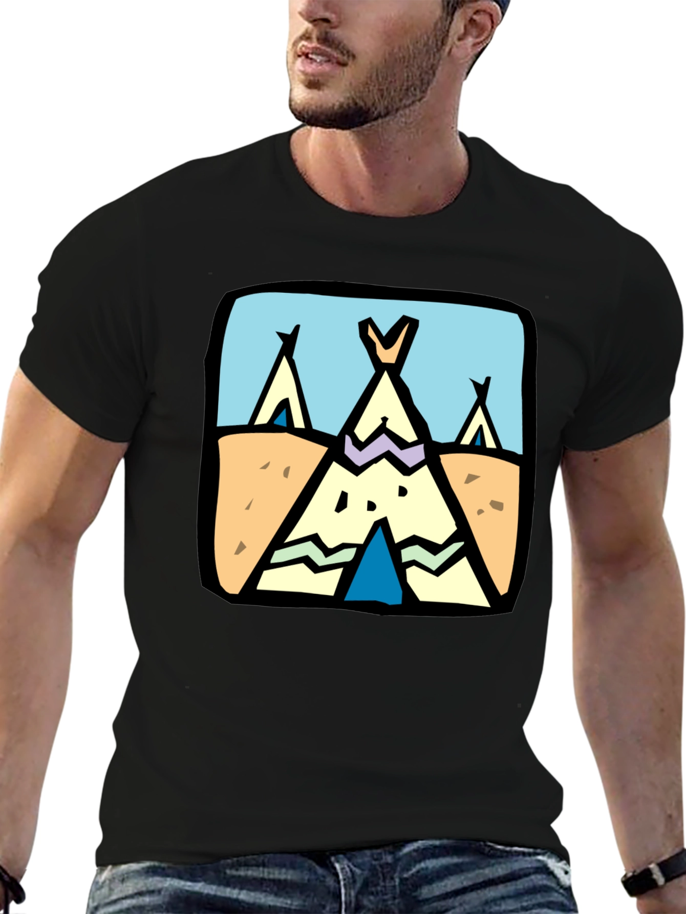 Novelty Tipi Graphic Tee - Black