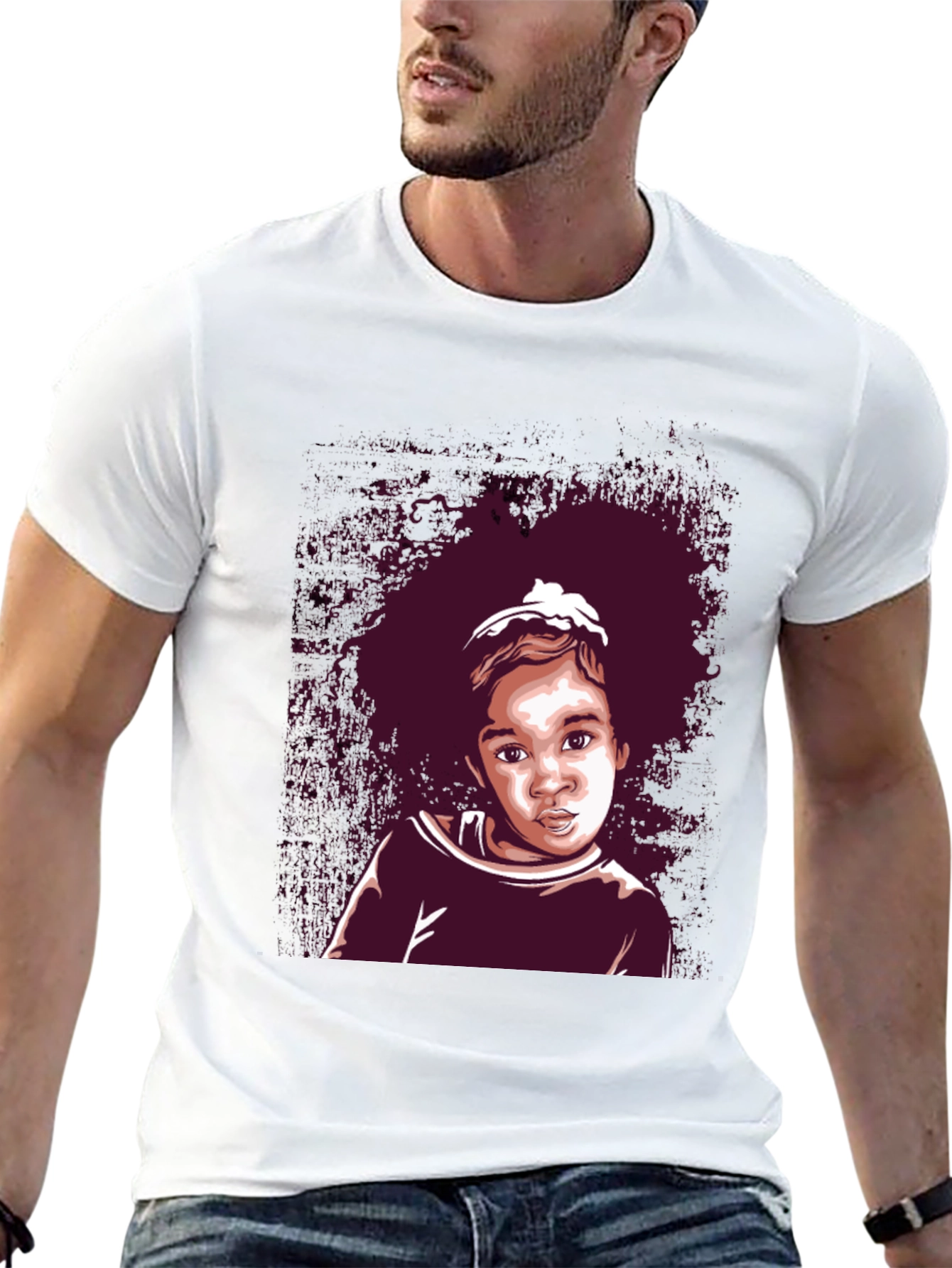 Black Graphic Tee - Cute Kid Portrait