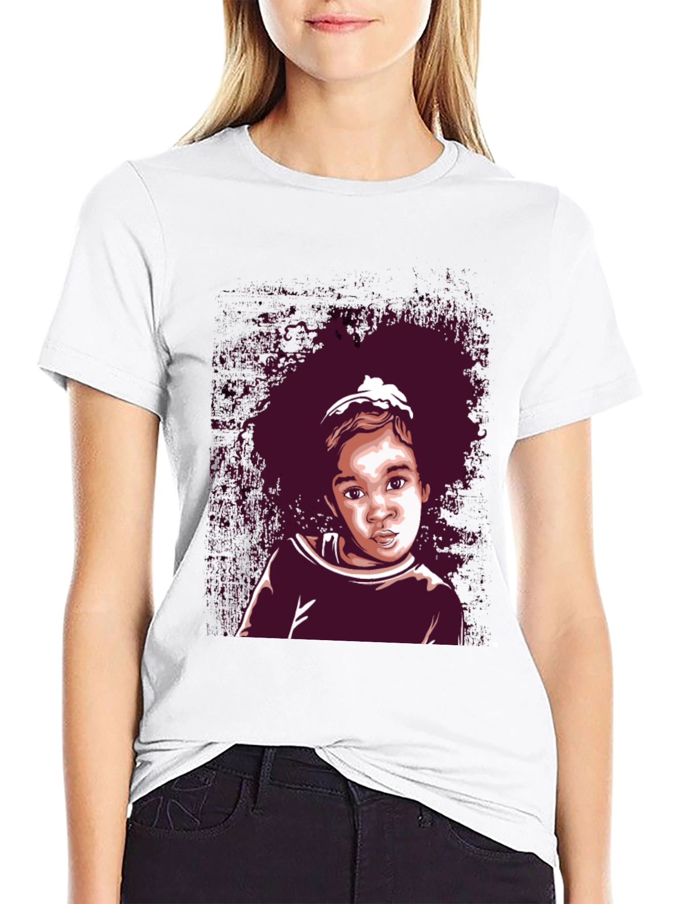 Black Graphic Tee - Cute Kid Portrait