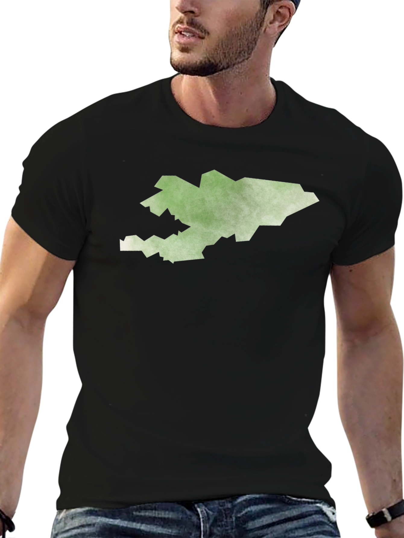 Kyrgyzstan Map Graphic Tee - Black Cotton T-Shirt