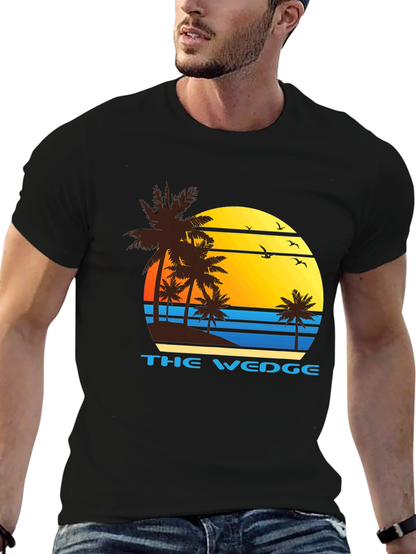 The Wedge Beach T-Shirt - Palm Tree Sunset Tee