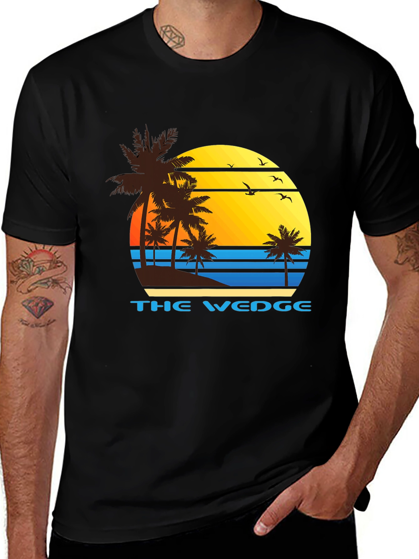 The Wedge Beach T-Shirt - Palm Tree Sunset Tee