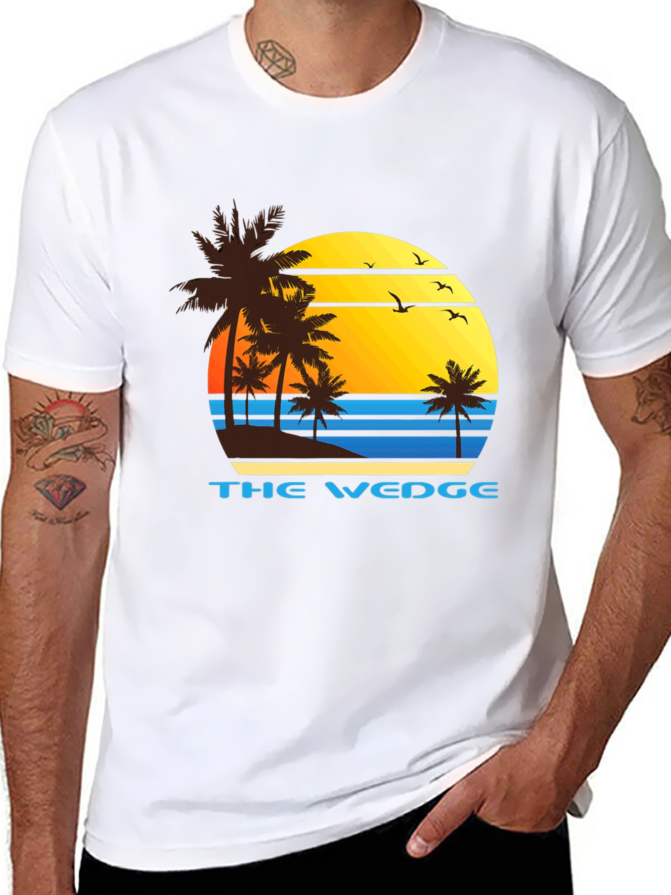 The Wedge Beach T-Shirt - Palm Tree Sunset Tee