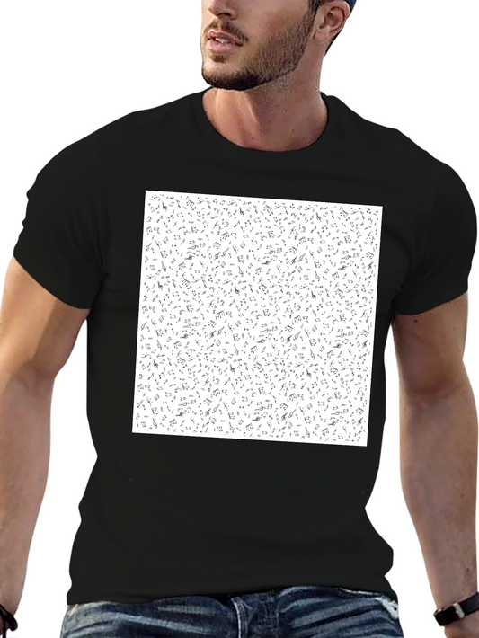 Musical Notes Pattern Black T-Shirt