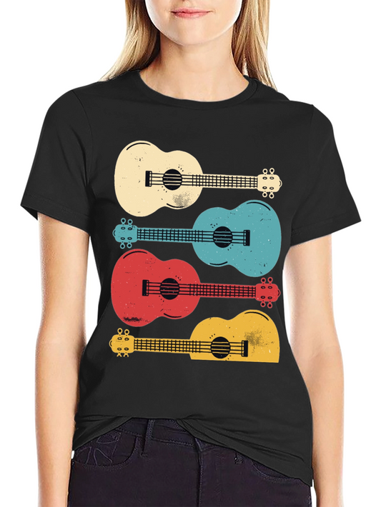 Ukulele Stack Graphic T-Shirt - Retro Music Tee