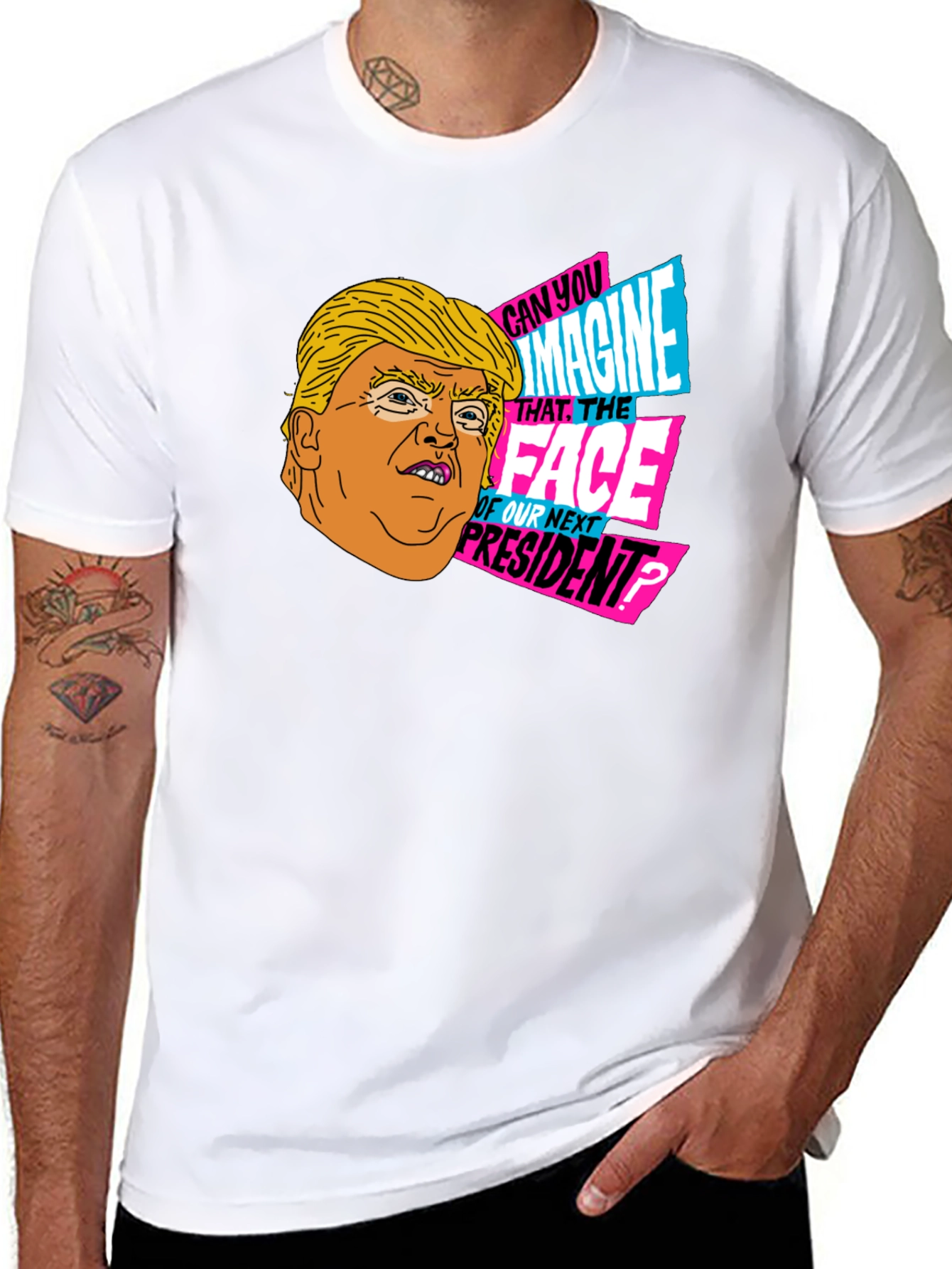 Trump Cartoon Graphic T-Shirt - Novelty Political Tee
