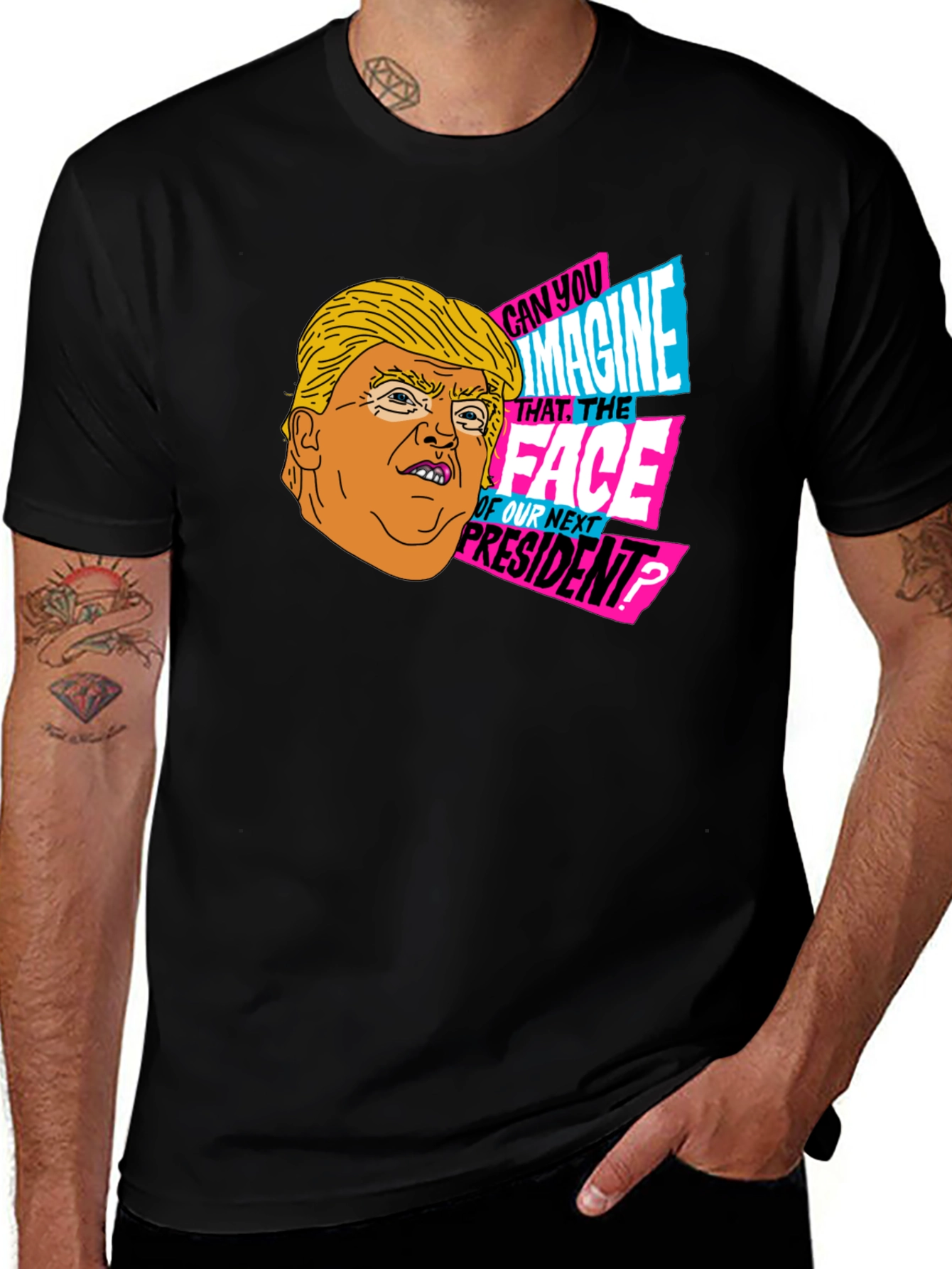 Trump Cartoon Graphic T-Shirt - Novelty Political Tee