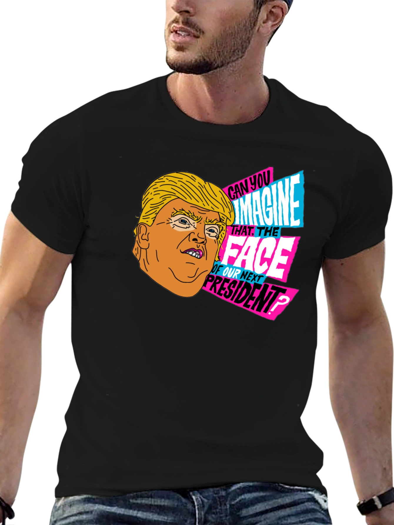 Trump Cartoon Graphic T-Shirt - Novelty Political Tee