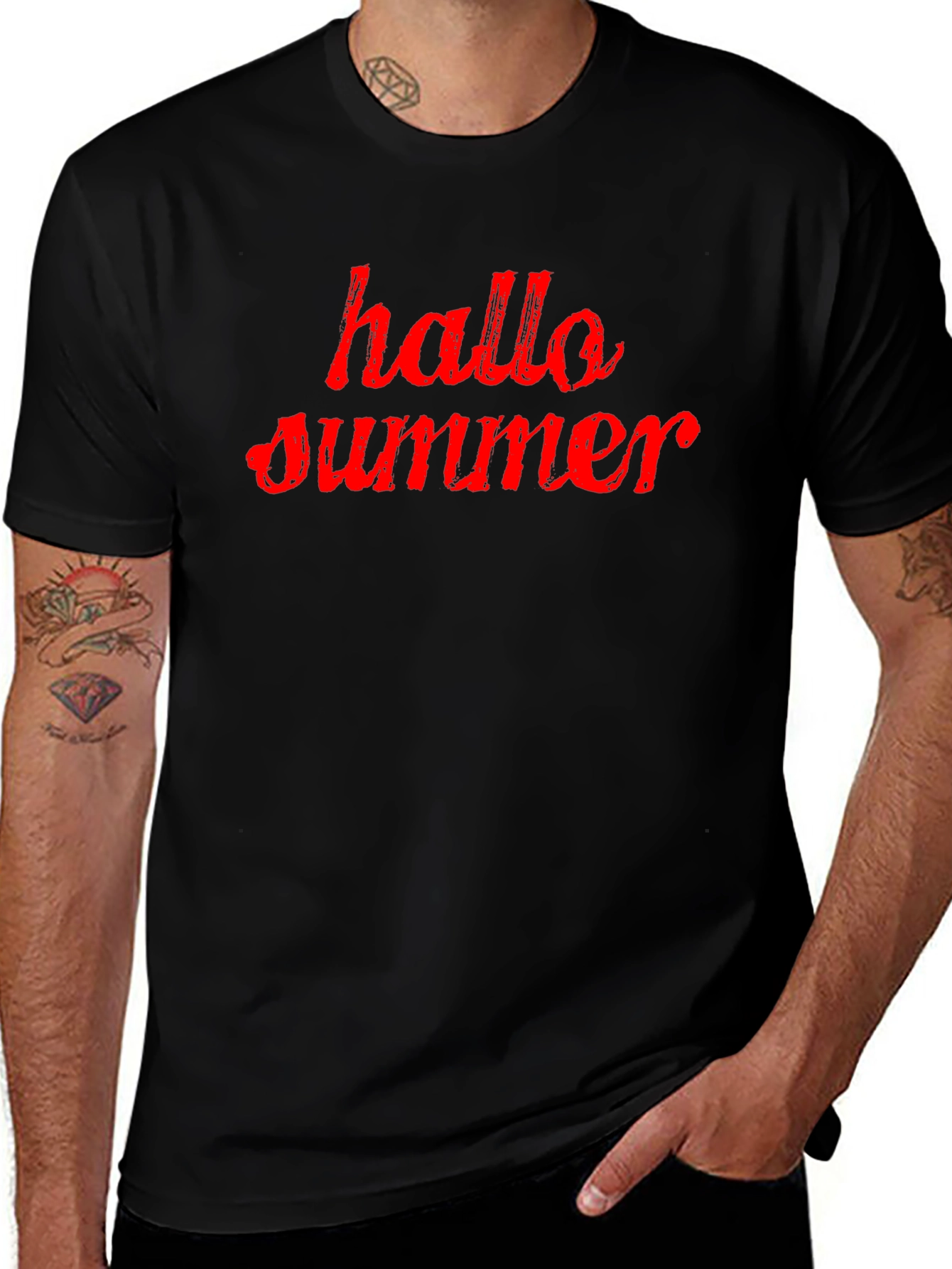 Hallo Summer Black Graphic Tee