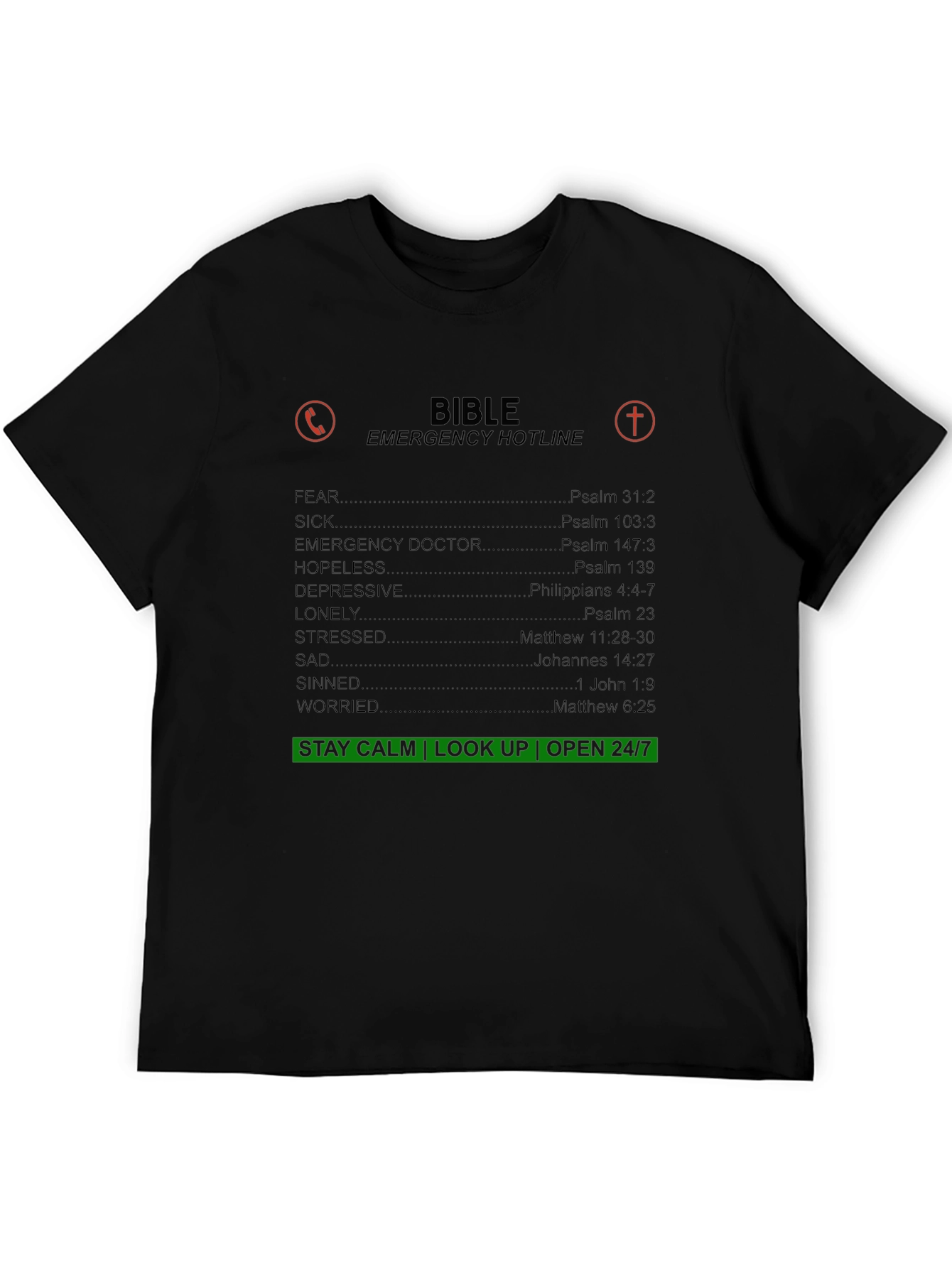 Bible Emergency Hotline Graphic T-Shirt