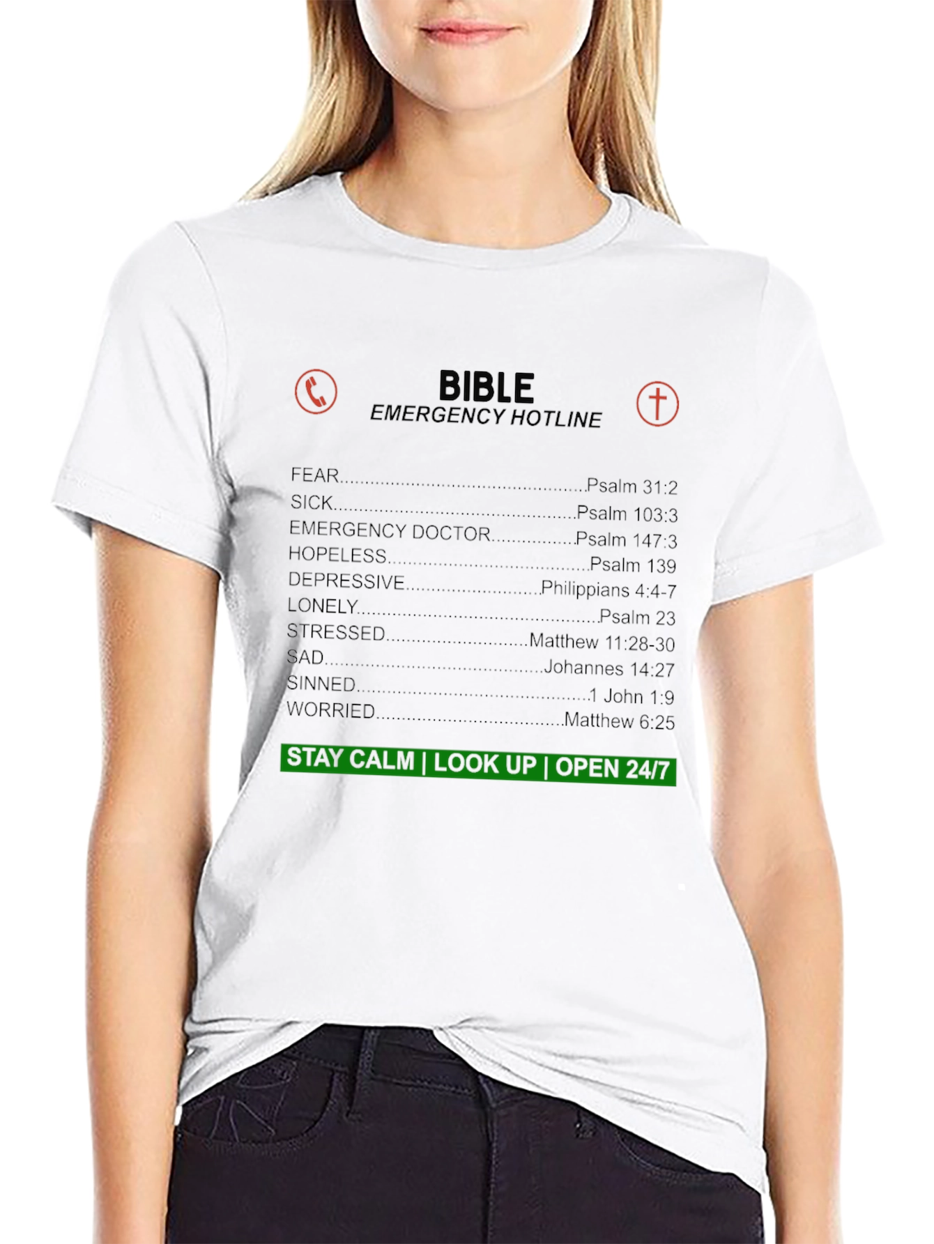 Bible Emergency Hotline Graphic T-Shirt