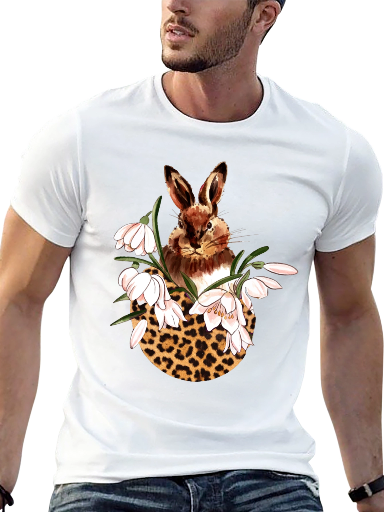 Rabbit Leopard Floral T-Shirt