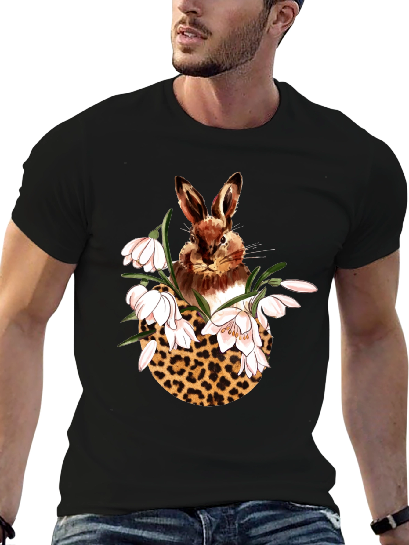 Rabbit Leopard Floral T-Shirt