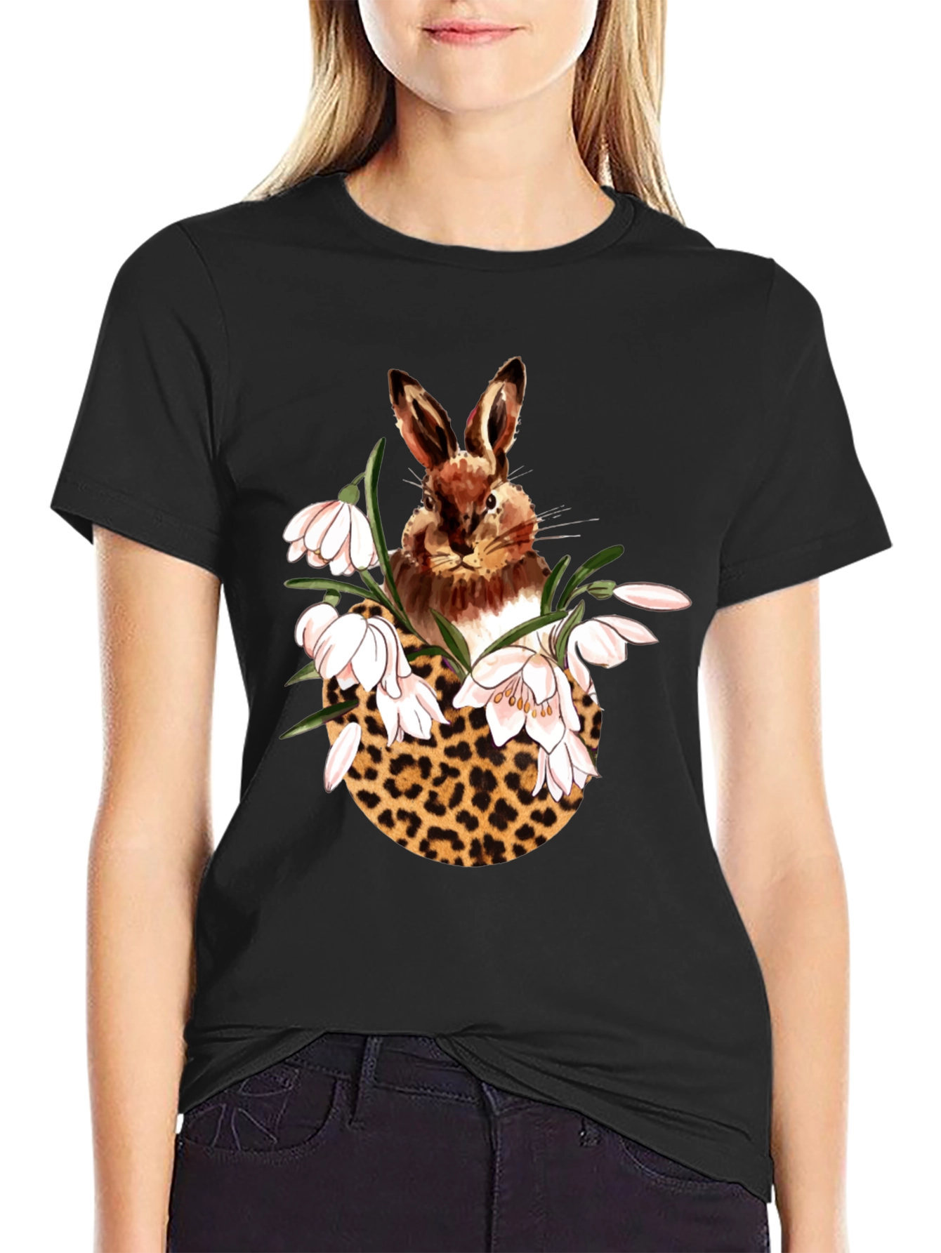 Rabbit Leopard Floral T-Shirt