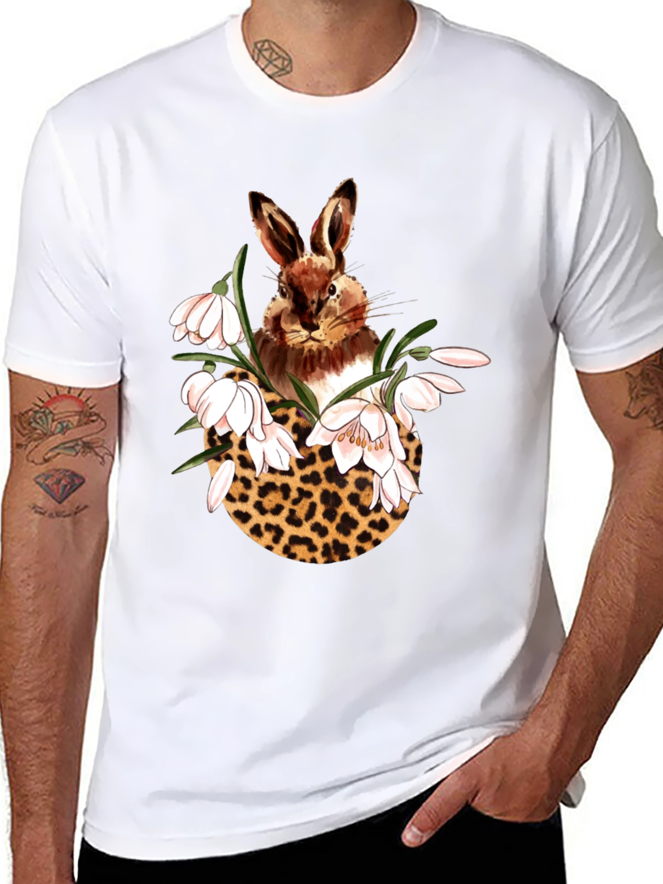 Rabbit Leopard Floral T-Shirt
