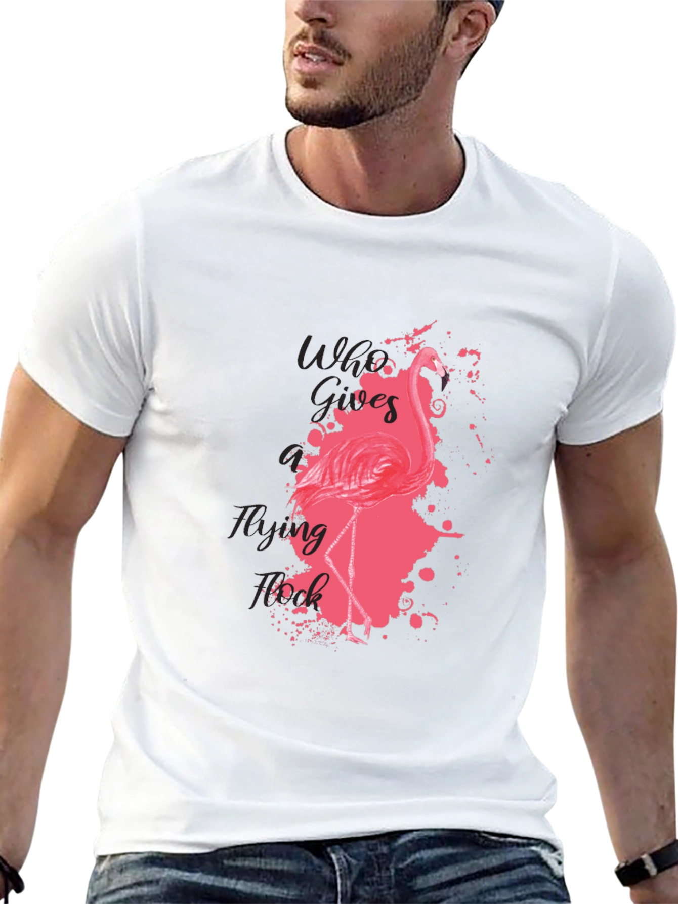 Flamingo Graphic Tee - Who Cares? Flying Pink