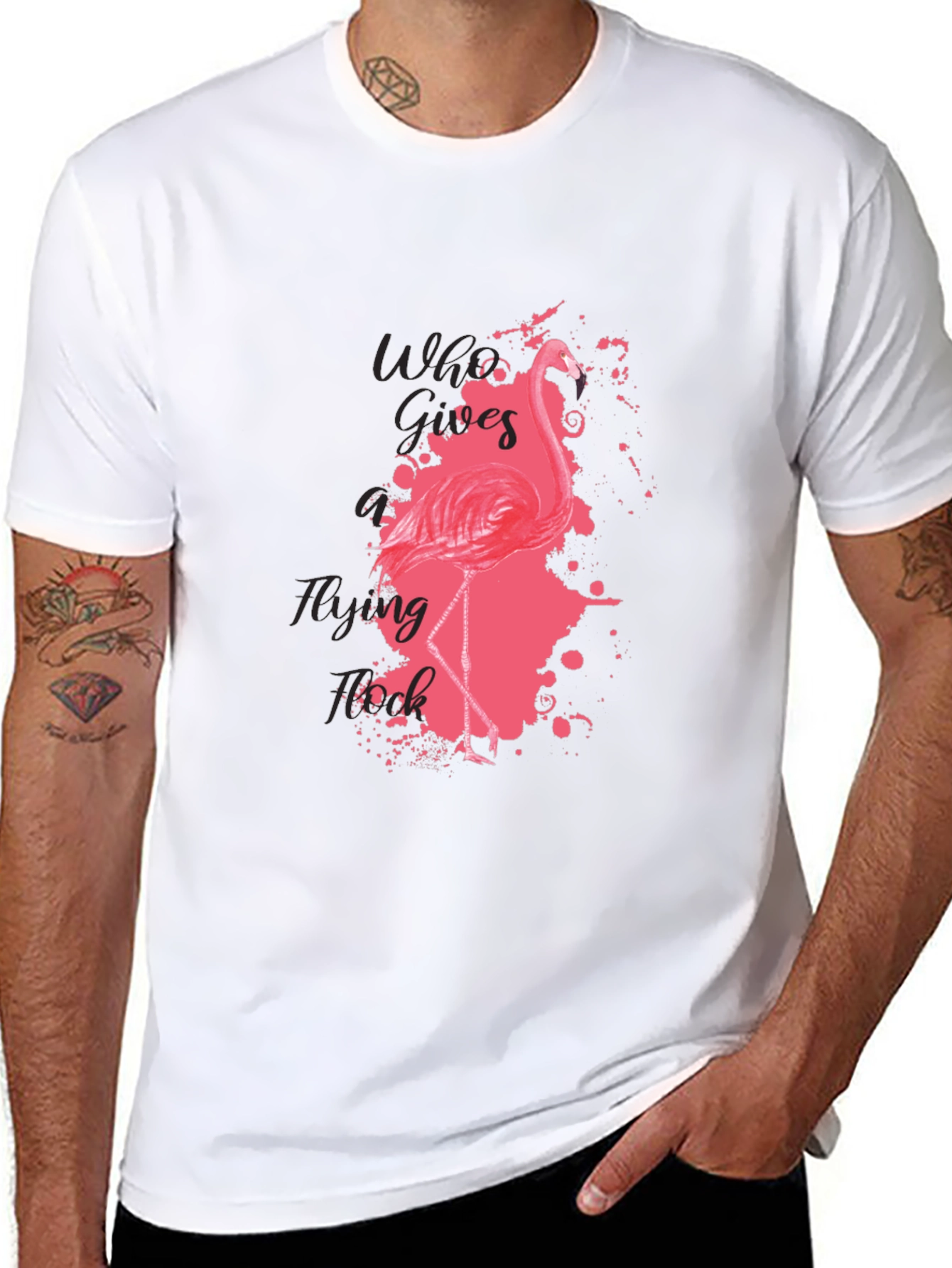 Flamingo Graphic Tee - Who Cares? Flying Pink