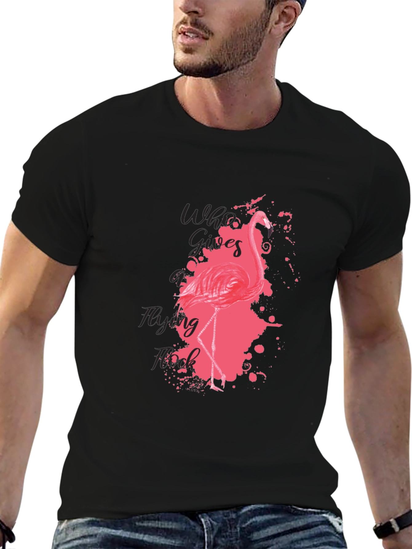 Flamingo Graphic Tee - Who Cares? Flying Pink