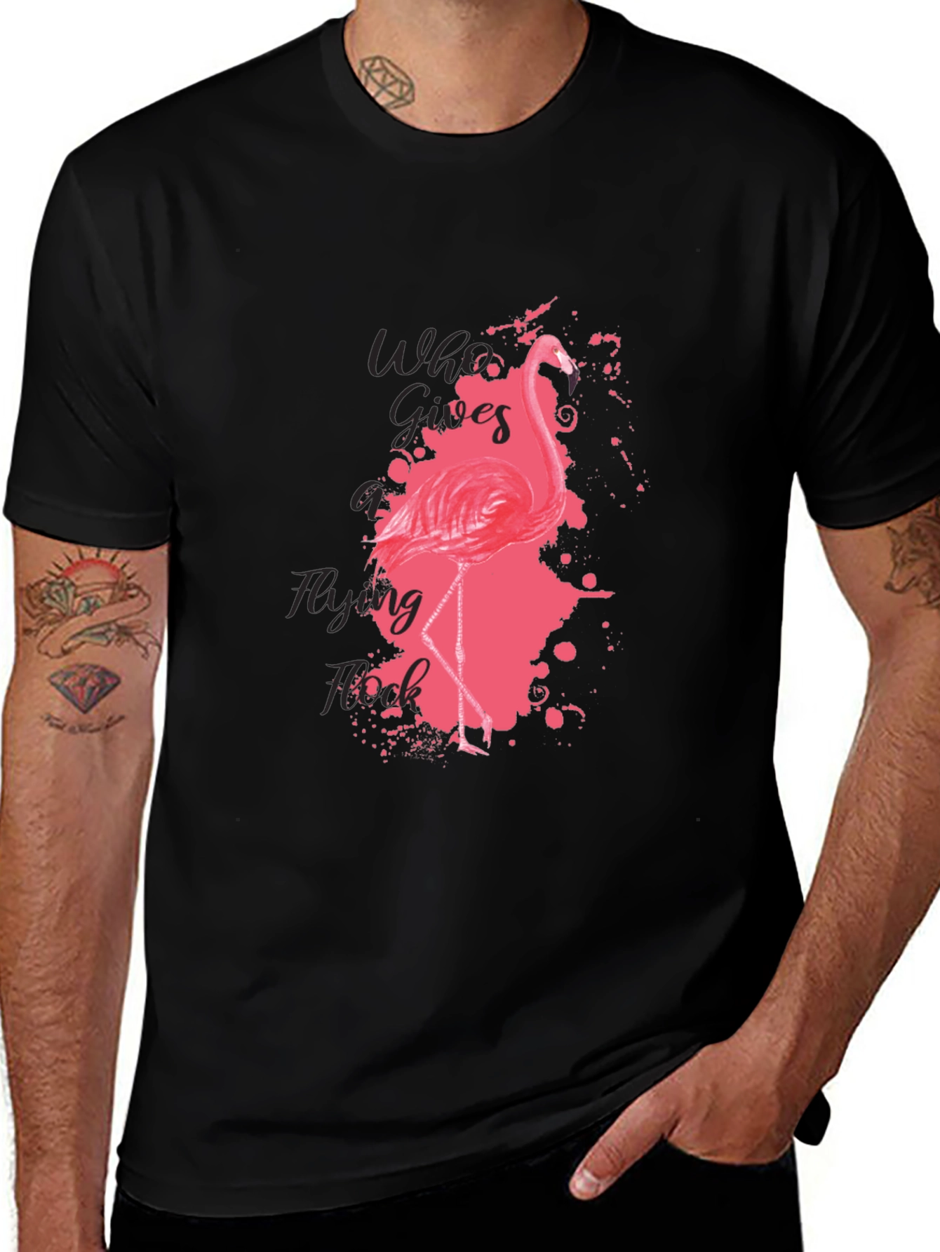 Flamingo Graphic Tee - Who Cares? Flying Pink