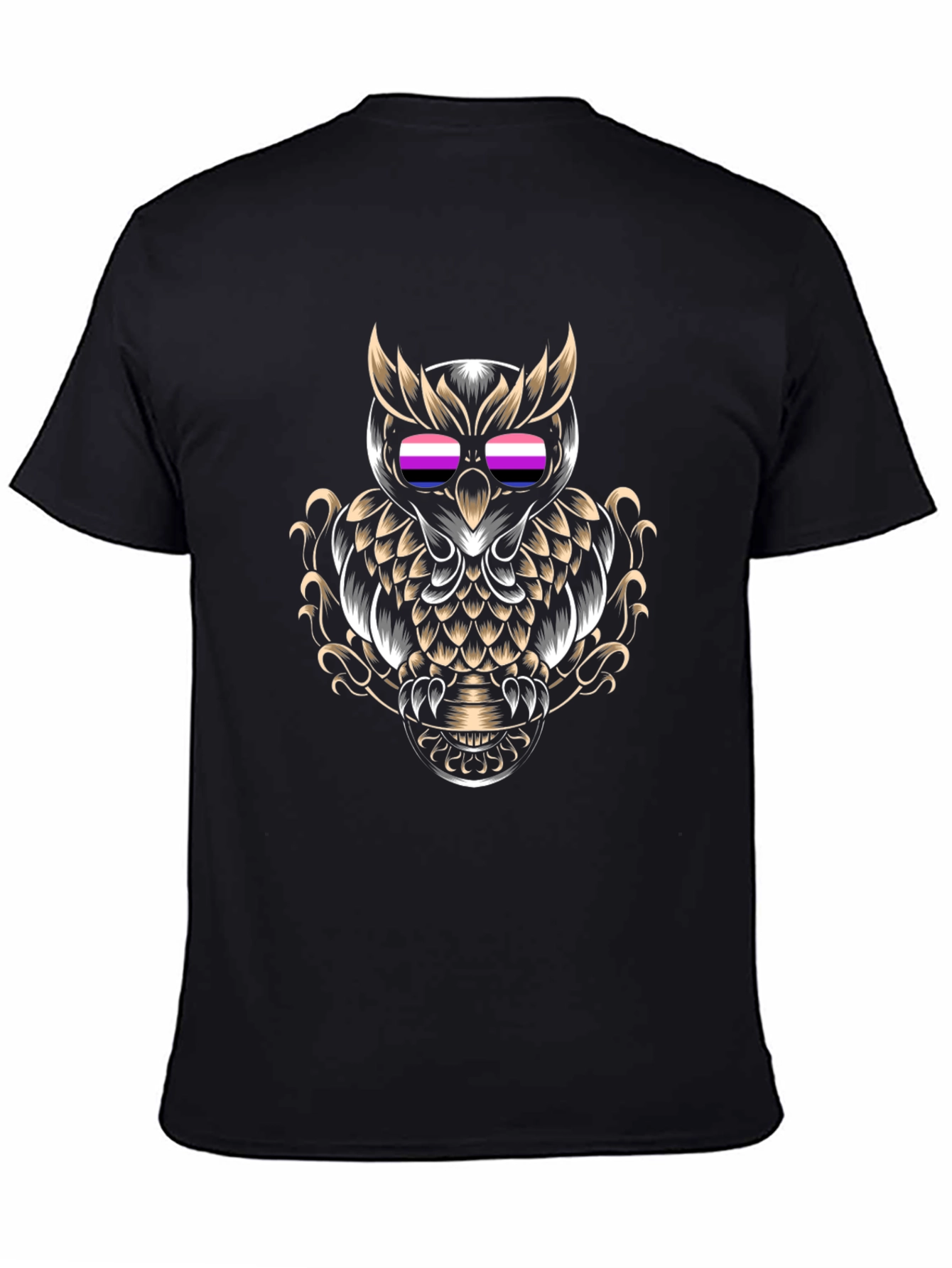 Cool Owl Graphic Tee - Black